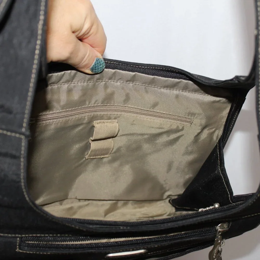 Baggallini Black Crinkle Nylon Crossbody Bag - Picture 6 of 7